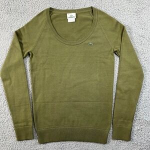 Lacoste Women's Olive Green Cotton Scoop Neck Sweater Size M(US) / 6(EU) VTG NWT